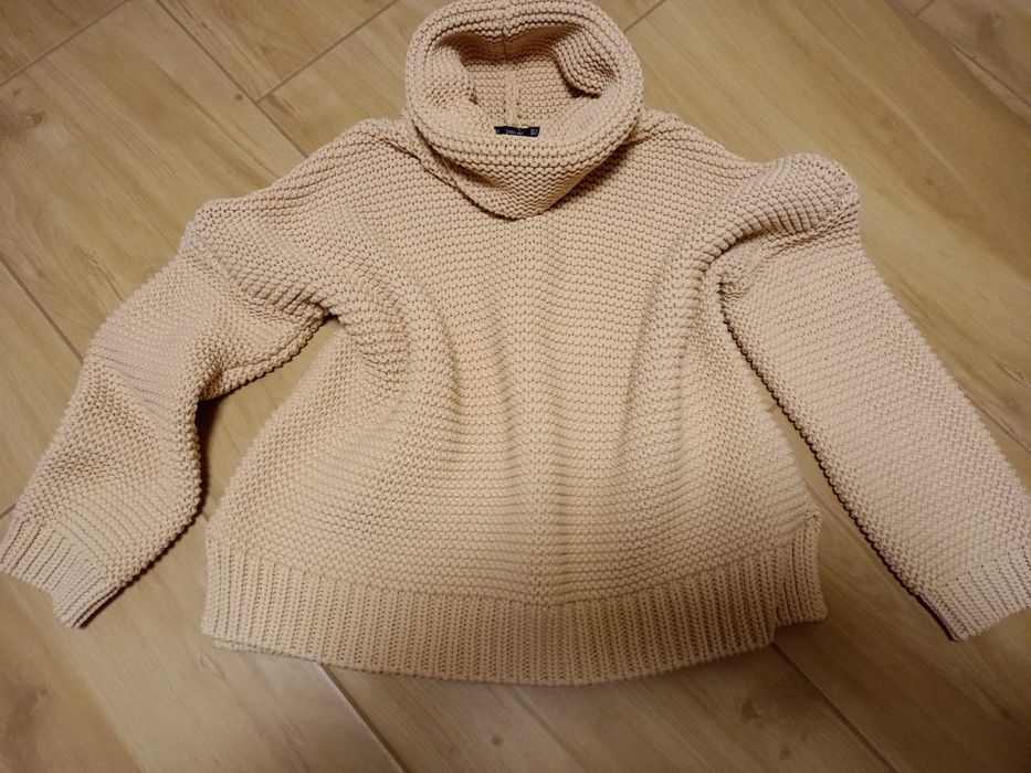 Zara golf sweter 36 nude kultowy Siwiec oversize