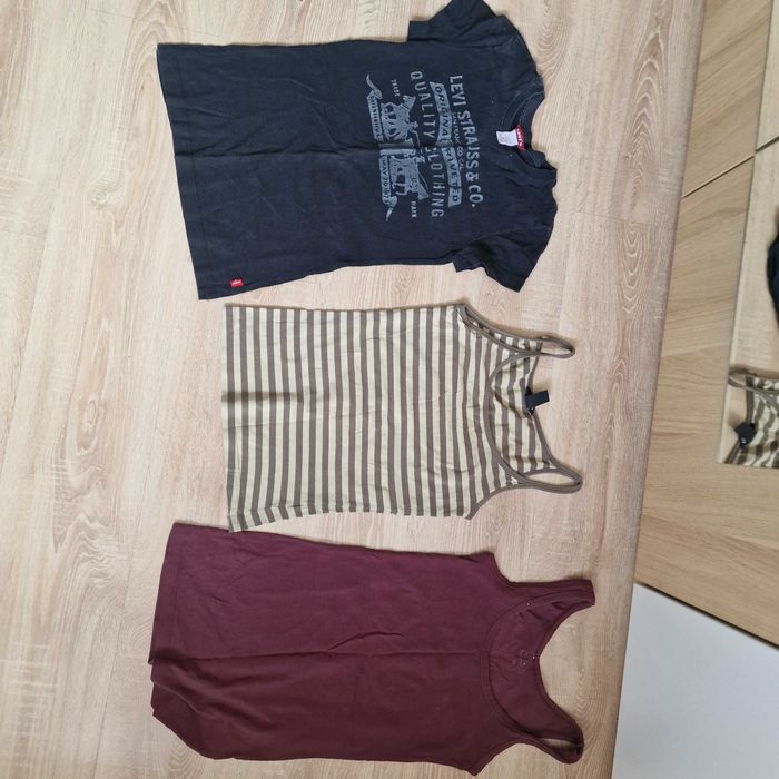 Zestaw 3 koszulek damskich, Levi's, H&M, Cubus, r.XS