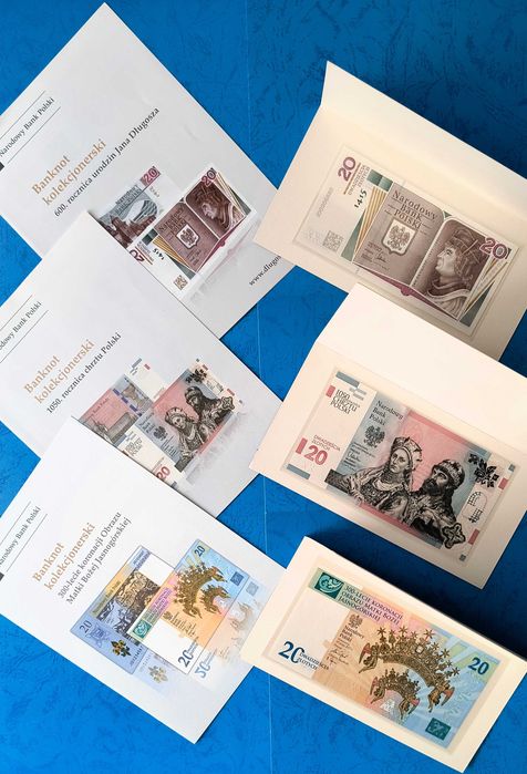 Komplet 17 banknotów kolekcjonerskich NBP + foldery + gratis!