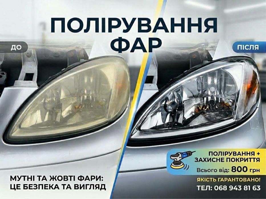 Полірування фар авто