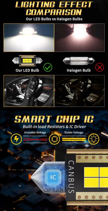 Лед Led лампи для авто C5W C10W Festoon Canbus  36мм для номерного знаку і не тільки