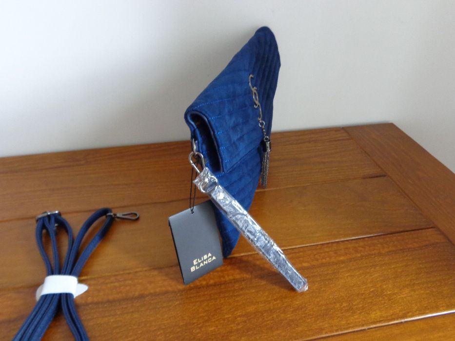 Mala / clutch azul veludo