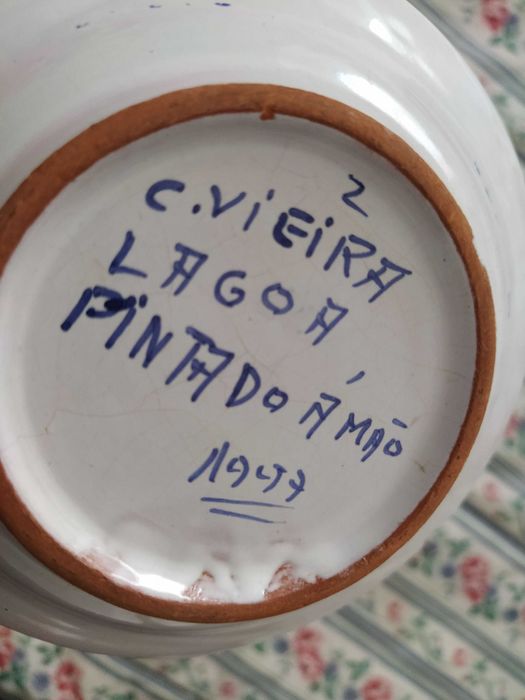 Cinzeiro Cerâmica Vieira Lagoa S. Miguel Açores pintado à mão 1997