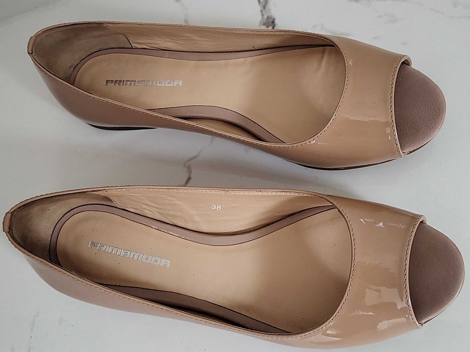 Baleriny Open Toe Prima Moda skórzane skóra Nowe 38 nude