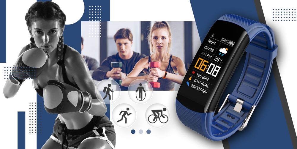 Smartwatch GIEWONT Czarno Granatowy 2 Paski GW200-6