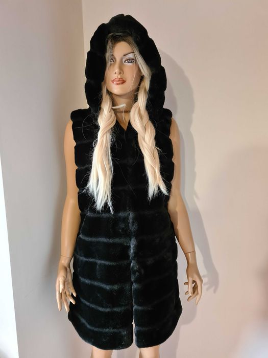 Fashion bezrękawnik futrzasty elegancka kamizelka futrzasta