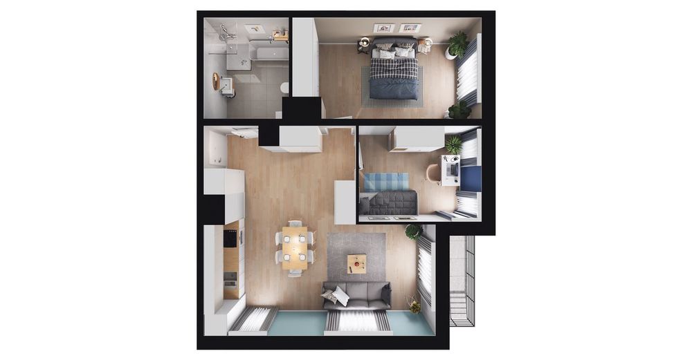 3-pokojowe mieszkanie 62m2 + loggia