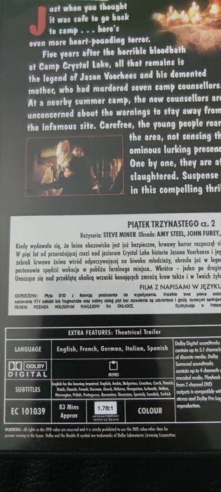 Friday the 13th part 2 Piątek 13 cz. 2 DVD horror
