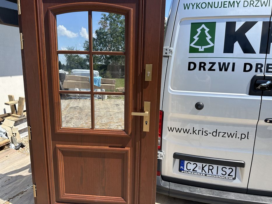 Drzwi zewnętrzne drewniane Czyste powietrze Amerykańskie Montaż Polska