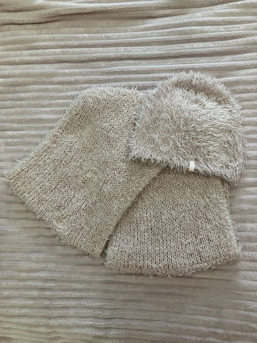 Komplet czapka i komin pudrowy róż