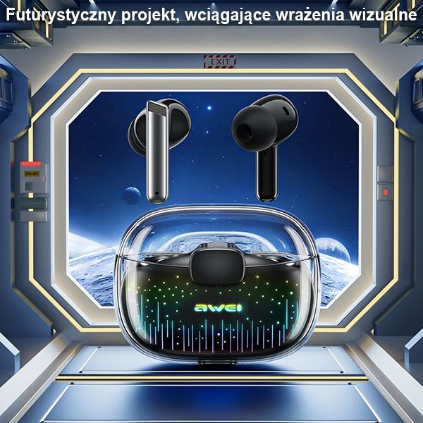AWEI słuchawki Bluetooth 5.3 T52 Pro2TWS + stacja dokująca czarny/black
