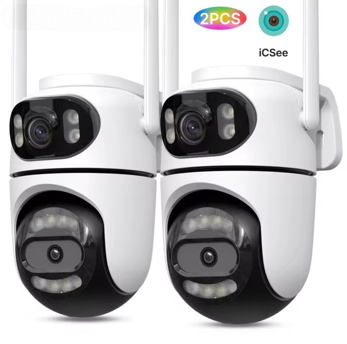 2x Kamera WiFi 8MP Obrotowe IP66 iCsee 2 obiektywy