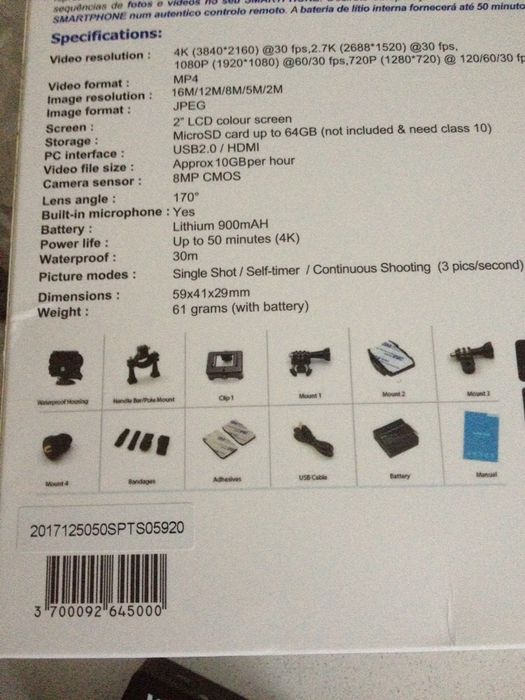 Câmara tipo(Go Pro) modelo 4K ultra HD Wi-Fi || Nova64285992420225124