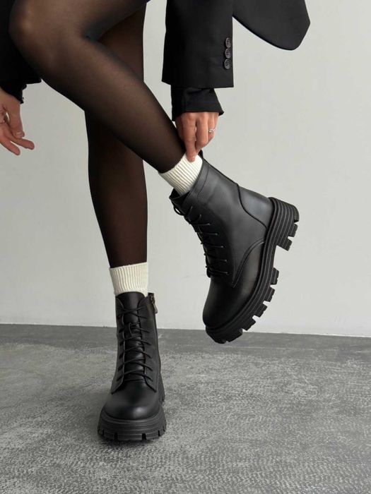 Зимові шкіряні черевики ботінки зимние кожаные ботинки берці 36р-23см