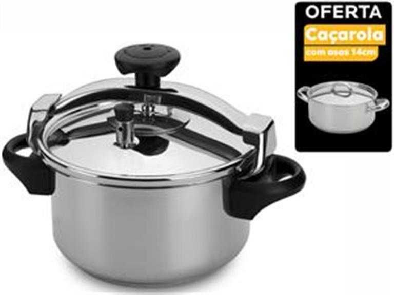 SILAMPOS-Panela pressão Inox 4,5lts/6 lts Indução- OFERTA tacho n.º 14