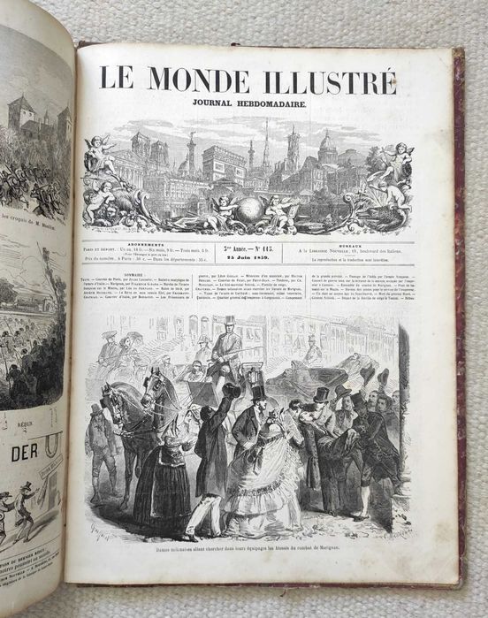 Jornal Le Monde Illustré, de 1859: números 90 a 115, encadernados