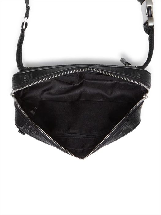 Сумка Guess Мужская черная поясная сумка с узором