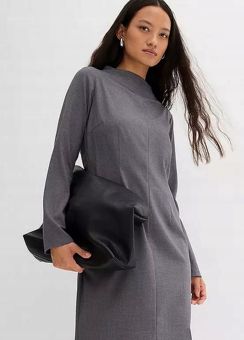 B.P.C sukienka midi elegancka szara r.46