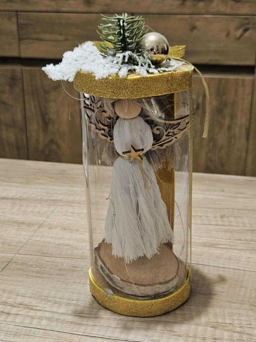 Aniołek stroik świąteczny z lampkami