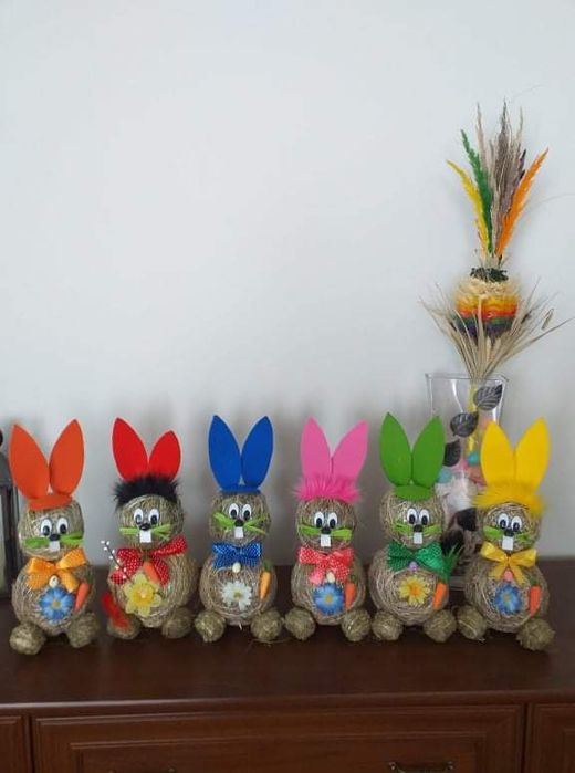 Zając z siana ozdoby wielkanocne