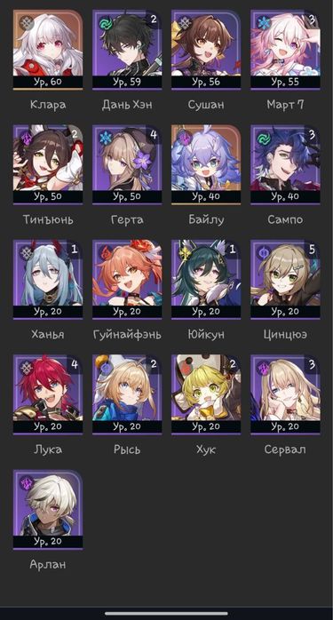 Аккаунт 64 рівеня в Honkai: Star Rail