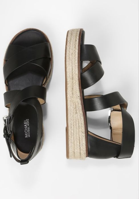 Nowe espadryle Michael Kors 36 Darby czarne sandały skórzane skóra