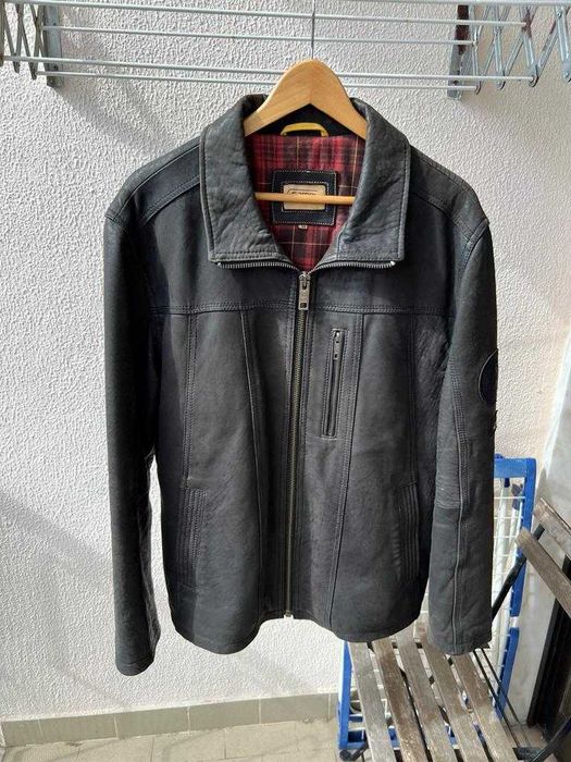 Casaco de pele vintage cinzento escuro