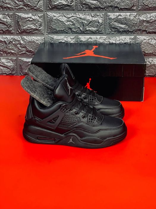 Зимние кроссовки черные Jordan / кожаные кросовки Джордан черные