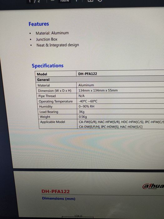 Caixa Dahua DH-PFA112 á prova de agua para camera