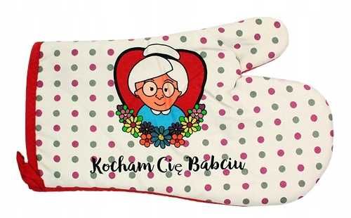 Prezent na Dzień Babci Rękawica kuchenna dla Babci "Kocham Cię Babciu"