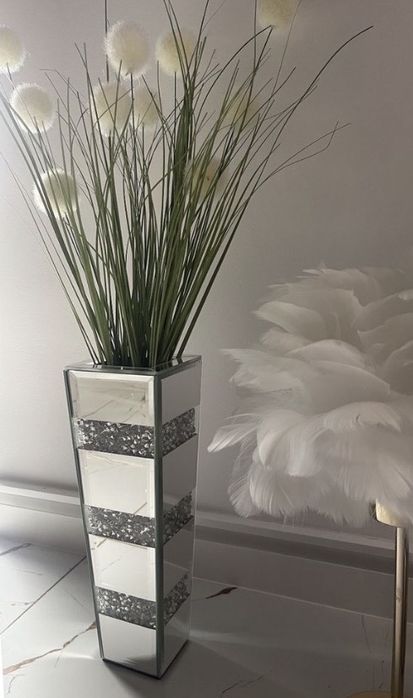 Lustrzany wazon glamour kryształki