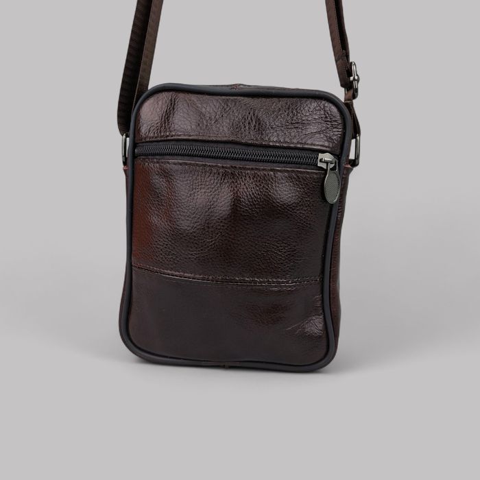 Сумка чоловіча шкіряна мужская кожаная через плече коричневая барсетка