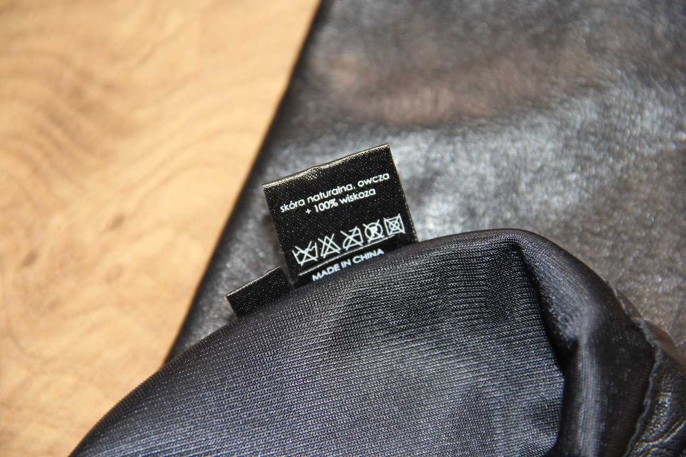 Ochnik skóra owcza długie rękawiczki skórzane czarne