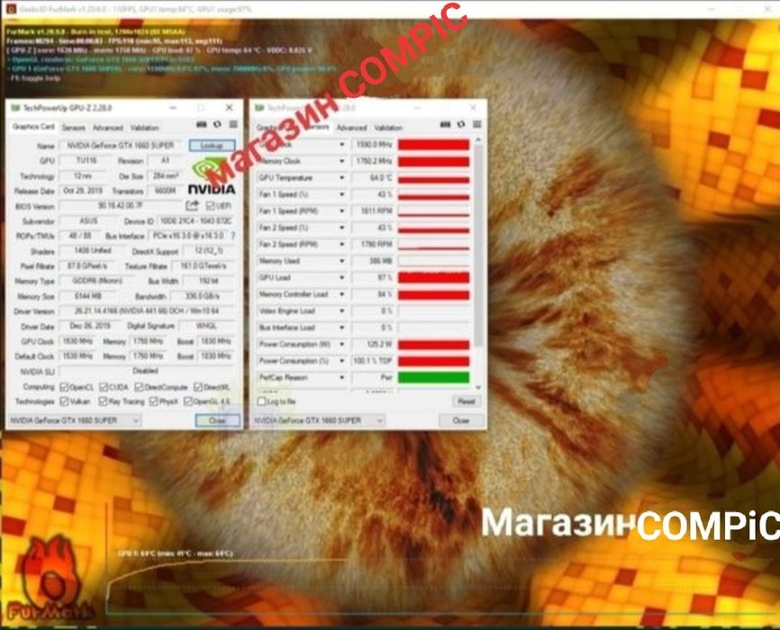Топовая MSI GTX 1660 super gaming Oc Любые тесты Магазин COMPiC