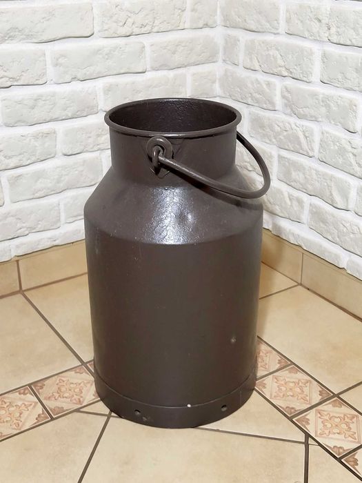 Stalowa ciężka kana bańka parasolnik kwietnik vintage kolekcje
