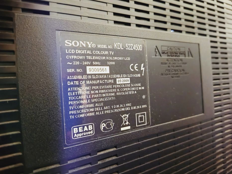 Telewizor SONY KDL-52Z4500, flagowiec 2009, TV BRAVIA 52 cale