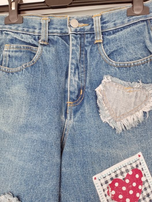 100% bawełna, spodnie mom fit, dżinsowe xs