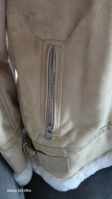 Kurtka Pilotka Aviator Pull&Bear M | Ciepły Kożuszek Biker Camel (Stan Idealny)