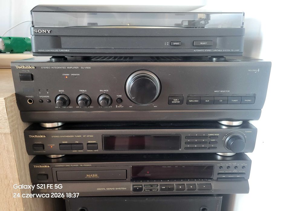 Wieża Technics z gramofonem i głośnikami Alton 80