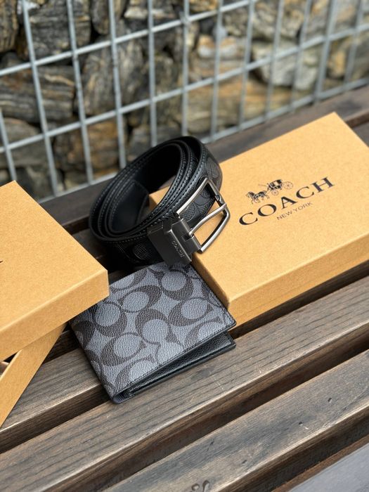 Набір Coach,чоловічий ремінь Coach ,гаманець Coach