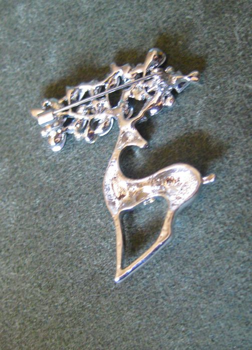 Alfinete / Broche / Pregadeira Veado Dourado c/ Cristais NOVO