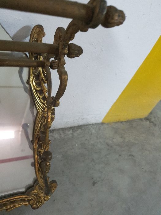 Espelho cabide chapeleiro em latão vintage