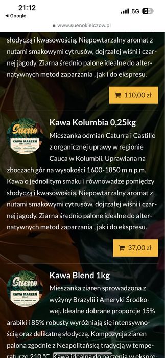 Kawa ziarnista Brazylia, Kolumbia, Blend