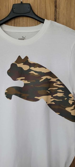 Biały męski T-shirt nadruk bawełna Puma,roz S