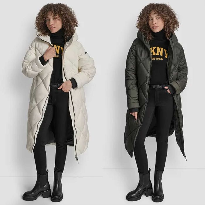 Пальто-пуховик DKNY Diamond Quilted Hooded Puffer Coat S та L
