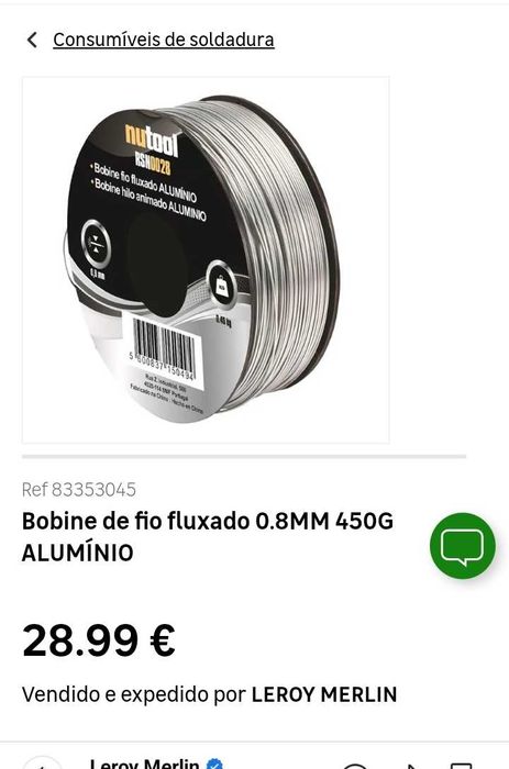 Fio solda fluxa de alumínio 0,8mm 450gr