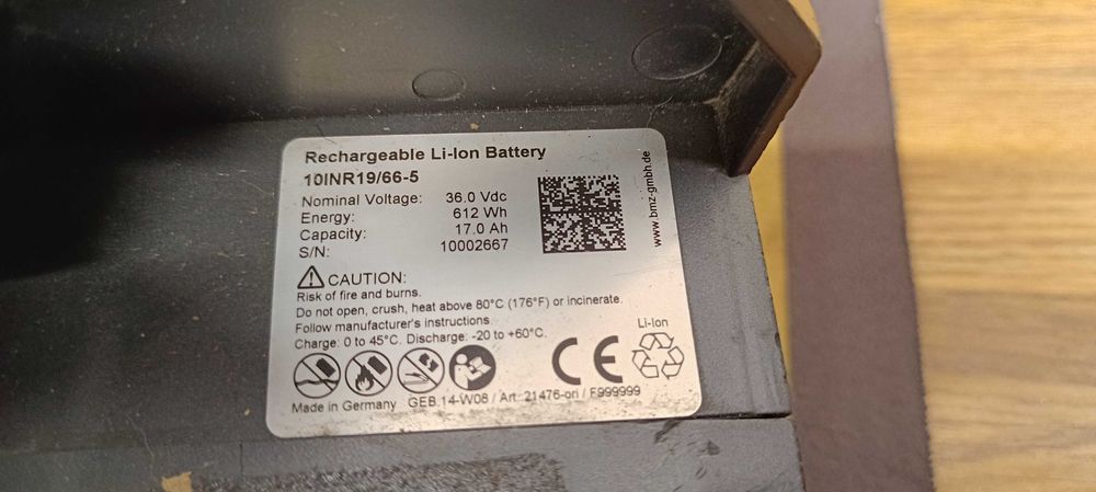 Батарея з електровелосипеда GREEN MOVER  LI-ON- 36v -17 Ah