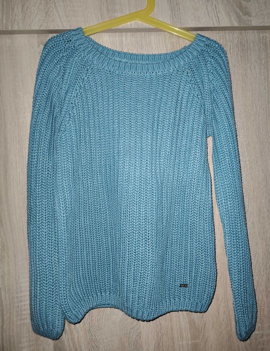 Sweter bawełna bawełniany Reserved turkusowy niebieski 134