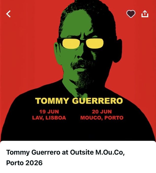 Bilhetes Tommy Guerrero no Porto