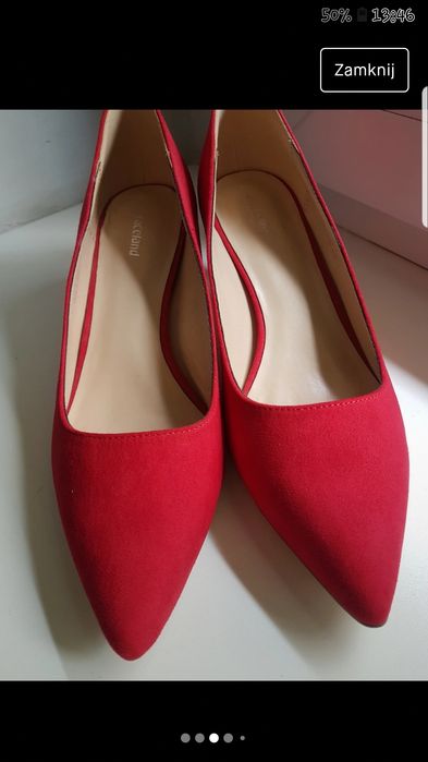 Czółenka NOWE Deichmann Czerwone Malinowe Eco Zamsz